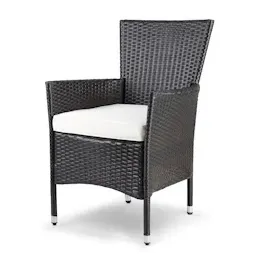 CASARIA Polyrattan Gartenstuhl 59 x 59 x 88 cm braun/creme 2er Set stapelbar