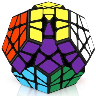 Maomaoyu Megaminx Zauberwürfel 3x5 Dodekaeder Speed Magischer Würfel Puzzle PVC Sticker(Schwarz)