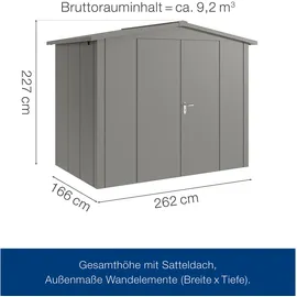 hörmann stauraumsysteme Juno Gerätehaus 2,62 x 1,66 m Grau