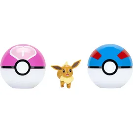 Pokémon Evoli Clip ‘N’ Go Gürtel-Set - Evoli Battle Figur mit Superball, Sympaball und Gürtel