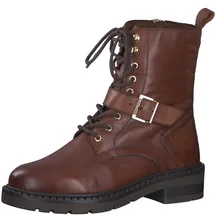 Marco Tozzi Damen Stiefeletten zum Schnüren aus Leder mit Reißverschluss, Braun (Cognac), 41 EU