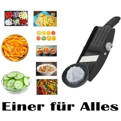 TNS 3000 GEMÜSEHOBEL Multireibe, Gurkenhobel, Julienne Schneider "ALL IN ONE" Das Original (Schwarz-Grau)