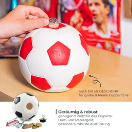 HMF 4790-05 Spardose Fußball Lederoptik 15 cm Durchmesser, Blau Weiß