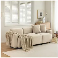 Merax 3-Sitzer aus Chenille-Stoff mit 2 Kissen, Sofagarnitur, Loungesofa, modulare Couch, XXL Sofa beige