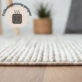 OTTO home Teppich OTTO HOME "Vals", grau (hellgrau, beige, creme), B:120cm H:7mm L:120cm Ø:120cm, Polyester, Teppiche, Teppich, Uni Farben, meliert, Sisal-Optik, auch in rechteckig erhältlich