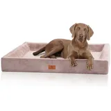 Knuffelwuff orthopädisches Hundebett aus Cord mit Handwebcharakter Santiago XXL 120 x 100cm Rosa - Abnehmbarer Bezug - waschbar - für große, mittelgroße und kleine Hunde