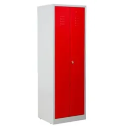 PROREGAL Metallspind Flamingo | HxBxT 180x60x50 cm | Vorhängeschloss | Grau-Rot