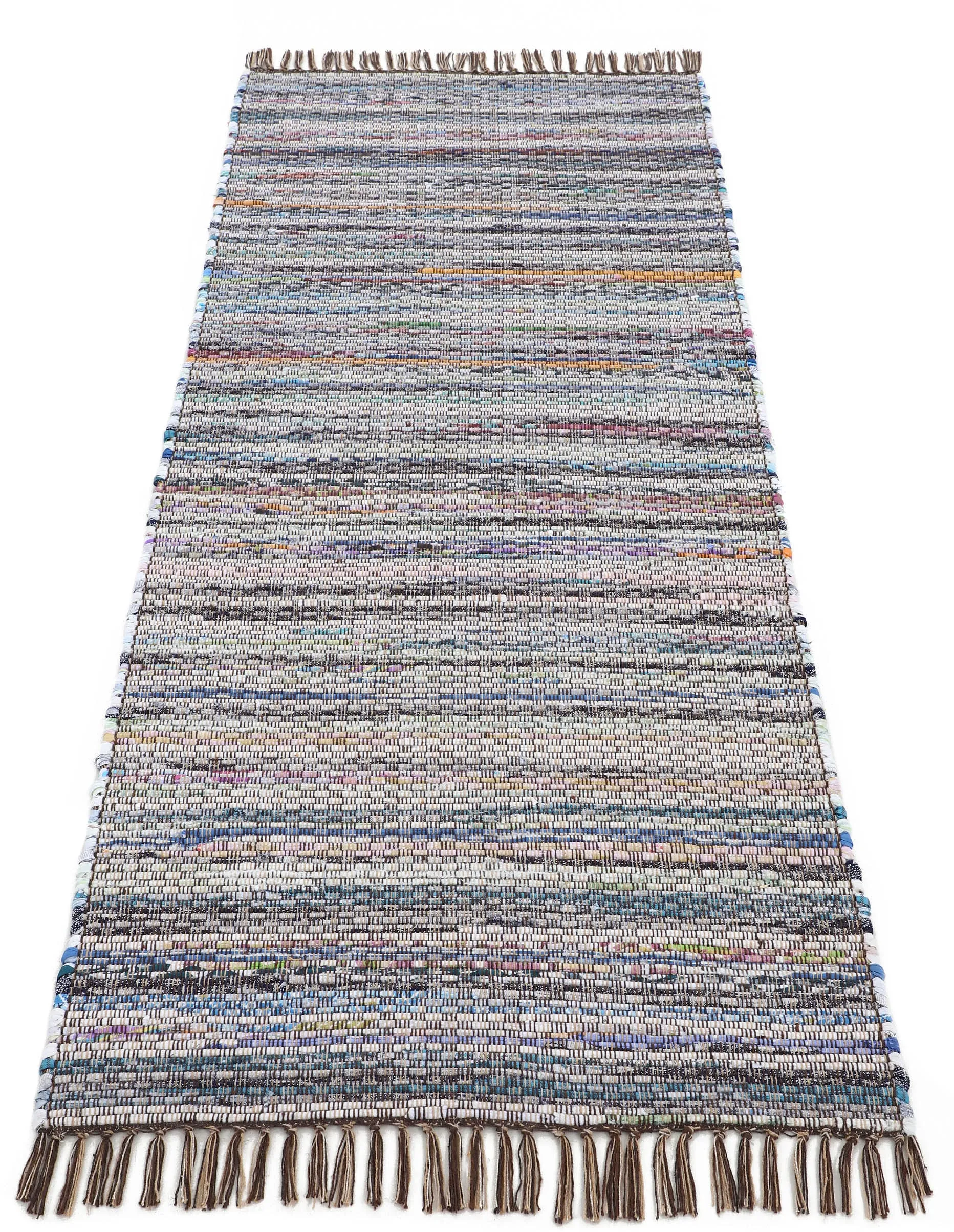 carpetfine Teppich »Kelim Chindi, Wendeteppich«, rechteckig, 6 mm Höhe, handgewebt, Fleckerlteppich mit Fransen, auch vielen in Läufergrößen carpetfine braun B: 75 cm   1 St.