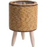 Agmoctz Vintage Rattanimitation, Gewebtes Blumenregal, Pflanzgefäße, Handgefertigter Aufbewahrungskorb mit Holzbeinen, Blumentopfständer, Halter, Einfache Installation, E