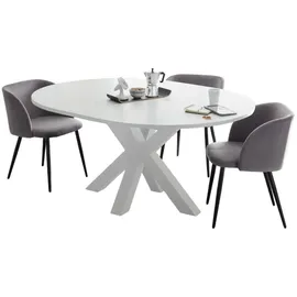 58 aufm Kessel Esstisch Rund ausziehbar Edda 10 110 x 110 x 78 Küchentisch Weiß Matt Lack 13561-110