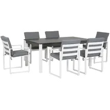 Beliani Gartenmöbel Set Aluminium 6-Sitzer Terrasse Outdoor Modern - grau/weiß