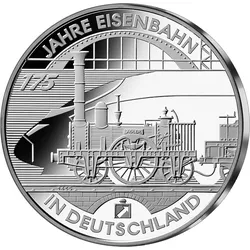 10 Euro Gedenkmünze "175 Jahre Eisenbahn in Deutschland" - PP