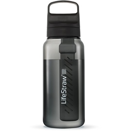 LifeStraw Go Serie - BPA-freie Trinkflasche mit Wasserfilter 1l für Reisen und den täglichen Gebrauch - entfernt Bakterien, Parasiten, Mikroplastik und verbessert den Geschmack, Nordic Noir