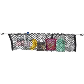 Relaxdays Gepäcknetz fürs Auto, elastisches Aufbewahrungsnetz, Kopfstütze, Kofferraumnetz mit Haken, universal, schwarz, 1 Stück