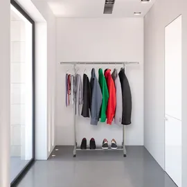 Relaxdays Kleiderständer auf Rollen 95-165 x 94-160 x 0 silber