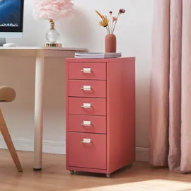 [en.casa] Kökar Schubladenschrank 69 x 28 x 41 cm Wassermelonenrot