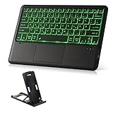 KOOCHUWAH Bluetooth Tastatur mit Touchpad Maustasten Wireless Beleuchtete Tastatur mit 11 Farben, QWERTZ Kabellose Tablet Tastatur Kompatibel mit Smart Fire TV Box iPad PC Mac Laptop