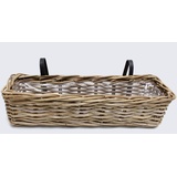 Frank Flechtwaren Blumenkasten, Balkontopf, Balkonpflanzer "Rattan", groß 58 x 18 x 14 cm