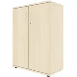 fm Büromöbel Flügeltürenschrank abschließbar für 3 Ordnerhöhen Breite 80 cm braun, 80x111.5x44.2 cm