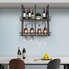 [en.casa] Weinregal Hubro 80 x 30 x 85 cm Schwarz