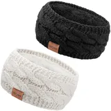 DRESHOW Damen Warm Gestricktes Stirnband Winter Ohrenwärmer Elastische Gehäkelte Kopfwickel Dickes Fleecefutter Haarbänder