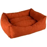 DUVO+ Tierbett Hundekorb rechteckig Velvet Copper rot/weiß