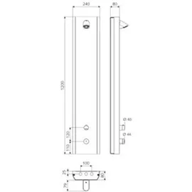 Schell V-Duschpaneel LINUS Inox DP-SC-T Selbstschl THM, m Duschk. Comf., ES geb.