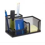 Relaxdays Stiftehalter mit Zettelhalter, schwarz