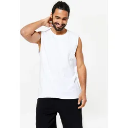 Tank Top Herren dehnbar - 500 weiss ultraweiß|- S