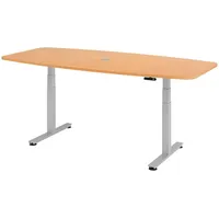 Bümö Konferenztisch, Buche, Silber, Nachbildung,Buche, Oval, 220x74x103 cm, FSC