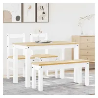 VidaXL 4-tlg. Essgruppe Panama Weiß Massivholz Kiefer