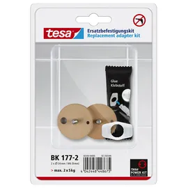 Tesa Power.Kit-Adapter BK177-2 selbstklebendes Ersatzteil-Set Durchmesser 34 mm Höhe 12 mm Bolzenlänge 9 mm