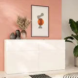 Forte EDMORE Kommode 150 160, Moderne Kommode mit 6 Schubladen, Weiß, 153,9 cm breit x 79,8 cm hoch x 42,2 cm tief