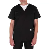 JONATHAN UNIFORM Kasacks Herren Pflege 3 Taschen Funktional, Schlupfkasack Herren Medizinische Uniform Schwarz V-Ausschnitt OP Kasack für Arzt Zahnarzt (Schwarz, L) - L