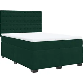 vidaXL Boxspringbett 140 x 200 cm Dunkelgrün