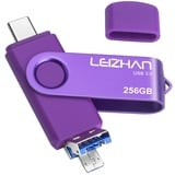 USB Stick 256GB, Type C/Micro USB/USB 3.0 Flash-Laufwerk Hochgeschwindigkeits-USB 3.0-Speicherstick für TV/Video/Externe Datenspeicherung, Speicherstick mit Stift für Smartphone/PC/Galaxy/MacBook Pro