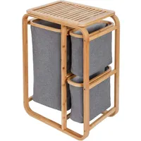 Ad.con Bambus-Wäschekorb XL, Badezimmer Regal, Bambus Wäscheregal, Wäschesack, Badregal,