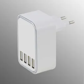 easy! by fhl Hub Ladeadapter 4x USB Eurostecker 5V 5A Ladegerät Weiß