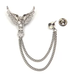 Brosche FIRETTI "Schmuck Geschenk Ansteckschmuck Gliederkette Flügel glitzernd", weiß (silberfarben,,, kristallweiß, kristallweiß), Broschen, Damen, Metall, mit Glassteinen