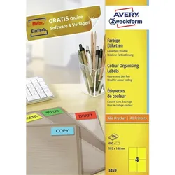 AVERY Artikelnr. 3459, Etiketten gelb,  400 Etiketten/100