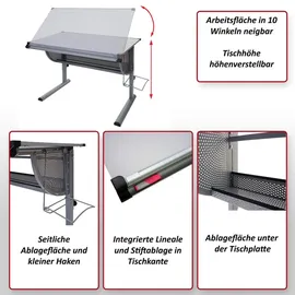 MCW Schülerschreibtisch, eckig Reinweiß, Hellgrau,