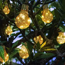 GLOBO LED Solar Lichterkette 570 cm Hanfseil warmweiß