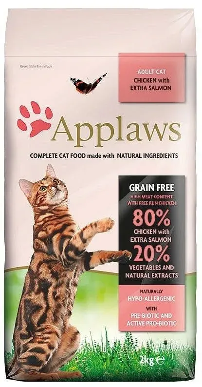 Applaws trockenes Katzenfutter 2kg - mit Huhn und Lachs + Überraschung für die Katze (Rabatt für Stammkunden 3%)