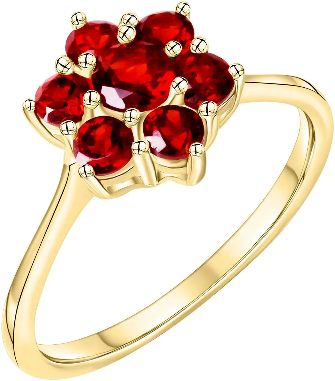 Fingerring »Schmuck Geschenk Gold 333 Fingerring Damenring Blume«, mit Granat, 69311543-52 gelbgoldfarben-dunkelrot + dunkelrot