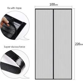Fliegengitter Tür Magnet 100 x 220 cm Schwarz