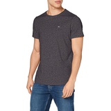 Tommy Jeans T-Shirt Jaspe Neck Classics Slim Fit mit Markenlabel, Schwarz Black, L