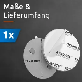 ECENCE Magnethalterung 70mm Schwarz inkl. Selbstklebepad 1 St.