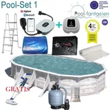 Gre Grönland Oval-Stahlwandbecken-Set 610 x 375 x 132 cm Set 1: + Sommer-u. Winterplane