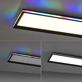 Selltec LED Panel Deckenleuchte, flach,dimmbar, schwarz mit RGB Laufbandumrandung
