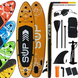24MOVE® Standup Paddle Board SUP, inkl. umfangreichem Zubehör, Paddel und Hochdruckpumpe, ORANGE, 320x80x15cm